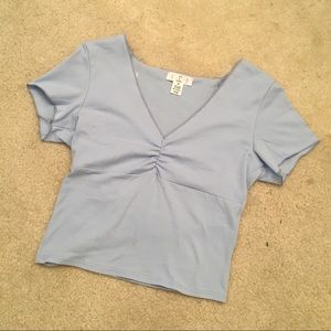 light blue cinched front top